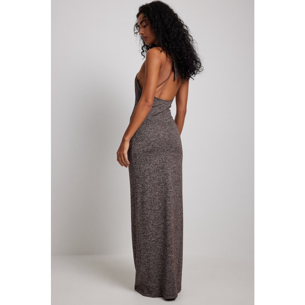 Women's NA-KD Maxi Dress Size M Brown Halter Neck - Picture 2 of 8